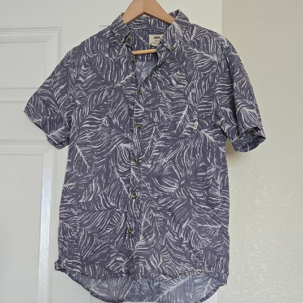 Vans Men's Navy Leaf Print Shirt